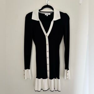 RHOAS Black and White Button-Up Dress